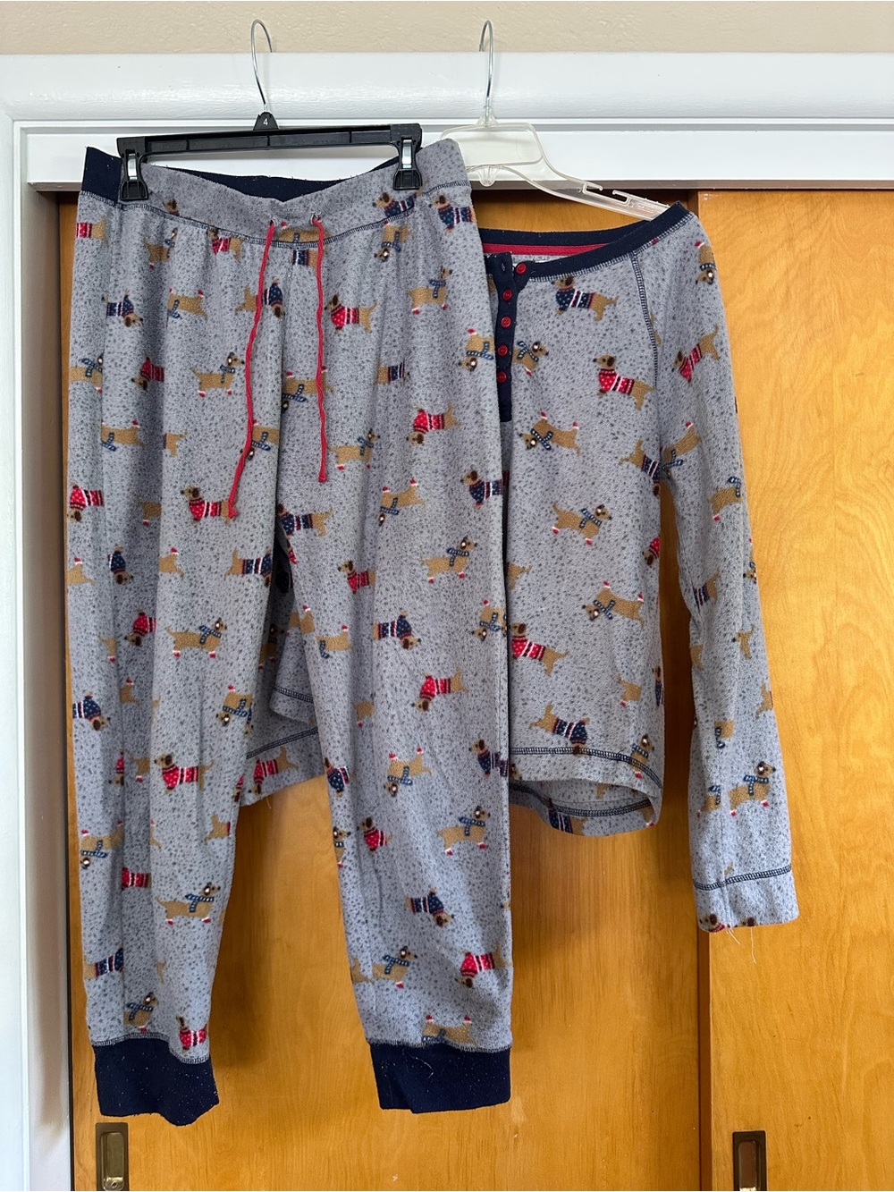 Grey Dog-Print Pajama Set - Long Sleeve Top & Pants